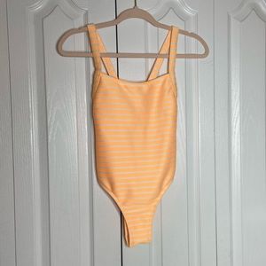 Bright Orange Striped One Piece Swim - Never Worn